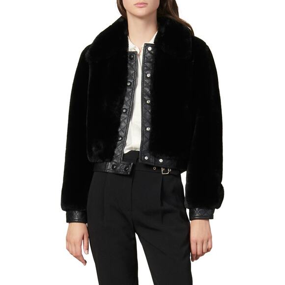 Sandro Fauny Faux Leather Leather Jacket Black - Picture 2 of 12